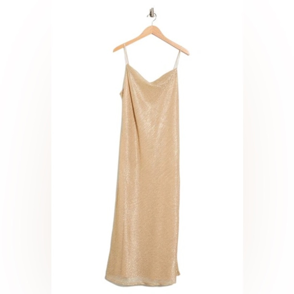 MARINA Shimmering Gold Backless Dress